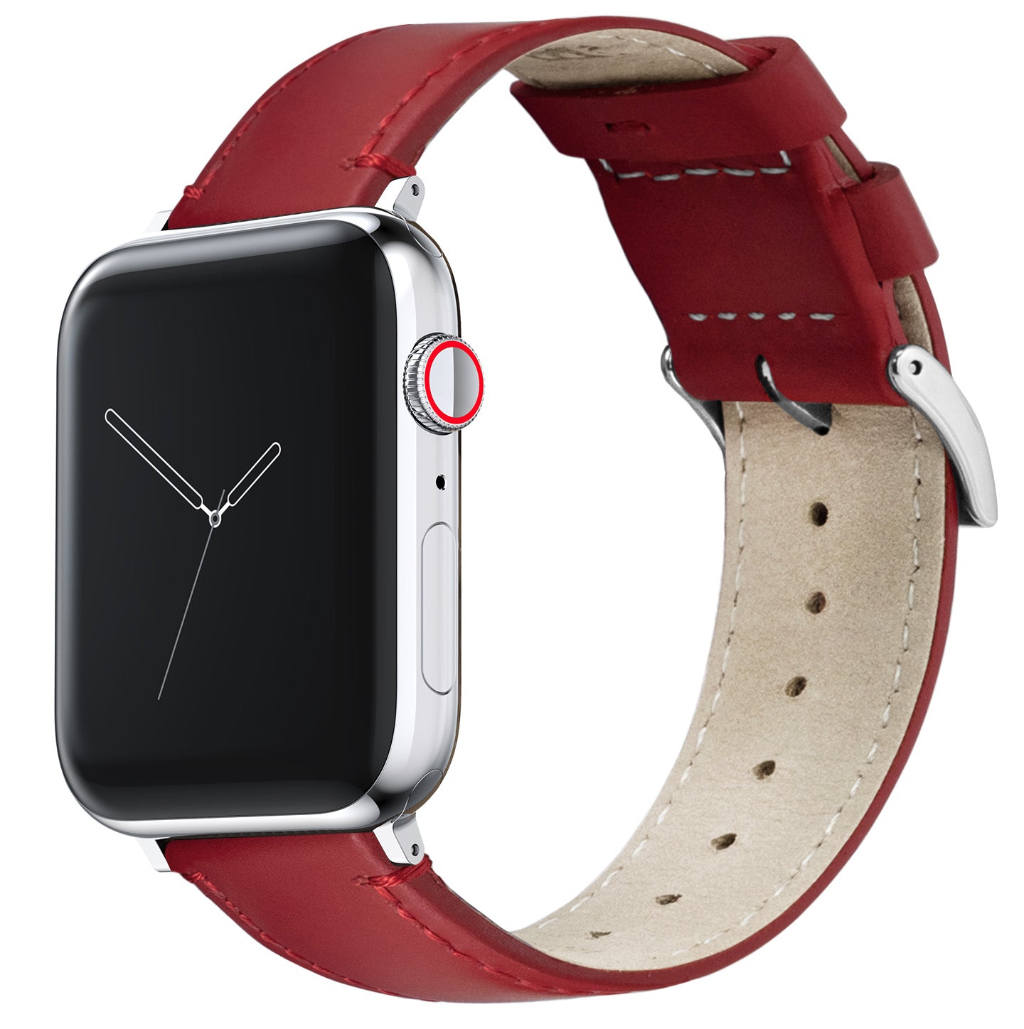 Leather Slim Apple Watch Band for Women | Oxa Leather, Red / (45 | 44 | 42) mm