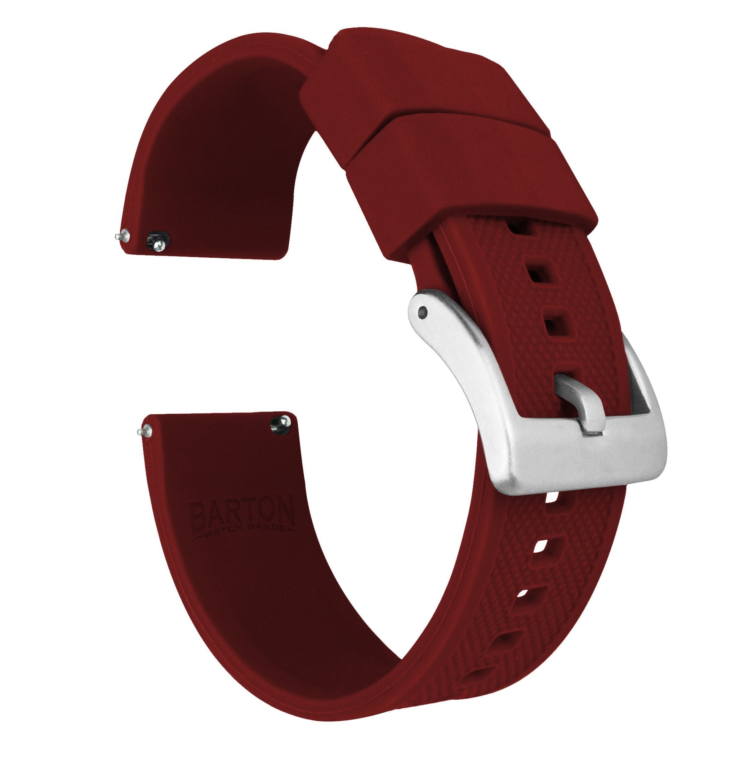 Silicone Watch Band / Strap for Apple Watch in Crimson Red w/ Stainless Steel Buckle | Barton