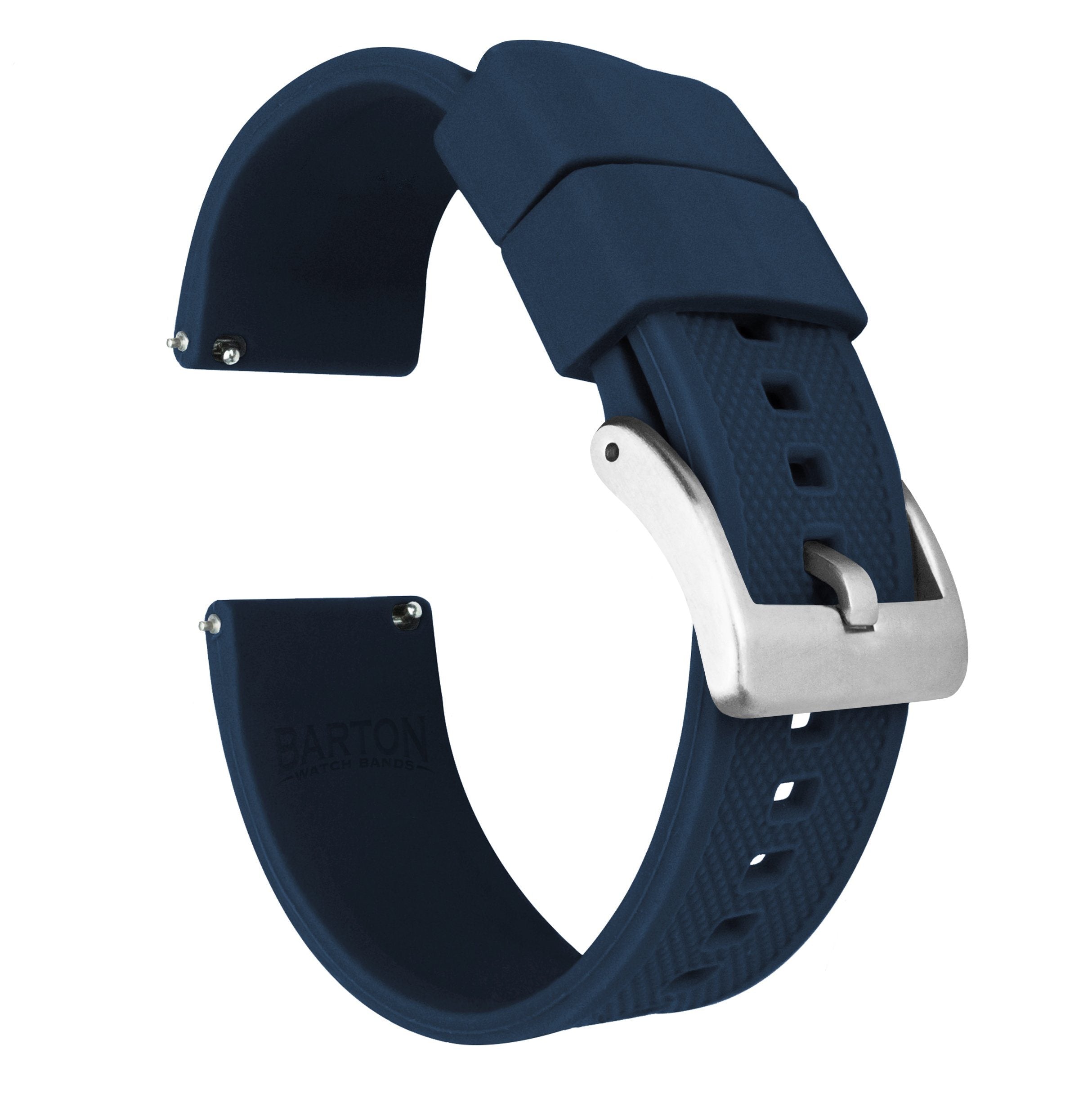 Navy Blue Silicone Watch Band, Quick Release Strap, BARTON