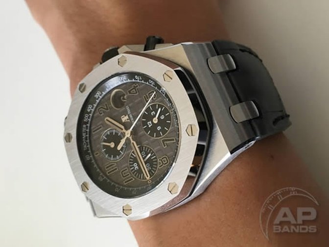 Capolavoro Smoke Grey Alligator Leather Strap For Audemars Piguet Royal Oak Offshore