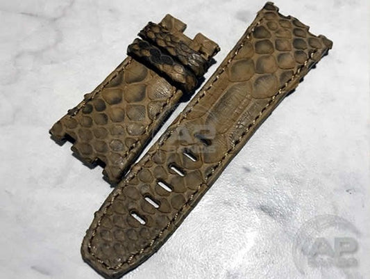 Pitone Gold Python Leather Strap For Audemars Piguet Royal Oak Offshore 44mm Chronograph 26400