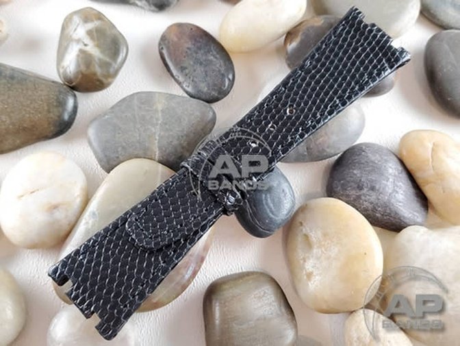 Lucertole Shiny Black Lizard Leather Strap For Audemars Piguet Royal Oak 39mm and 41mm