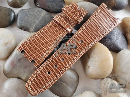 Lucertole Shiny Mocha Lizard Leather Strap For Audemars Piguet Royal Oak 39mm and 41mm