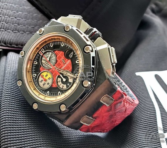 Pitone Red Python Leather Strap For Audemars Piguet Royal Oak Offshore 44mm Chronograph 26400