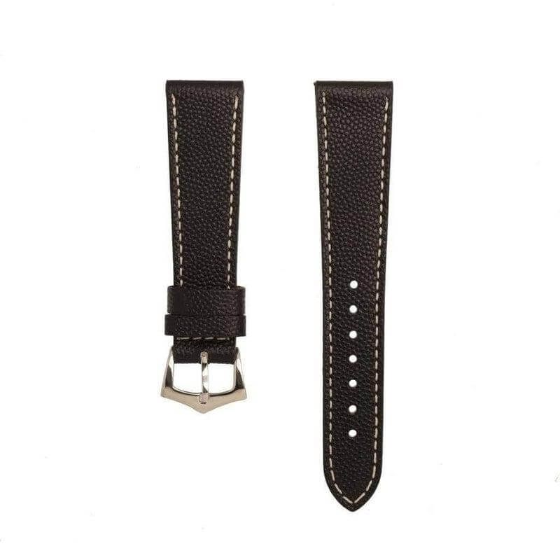 Black Hammered Calfskin Ecru Stitches Watch strap