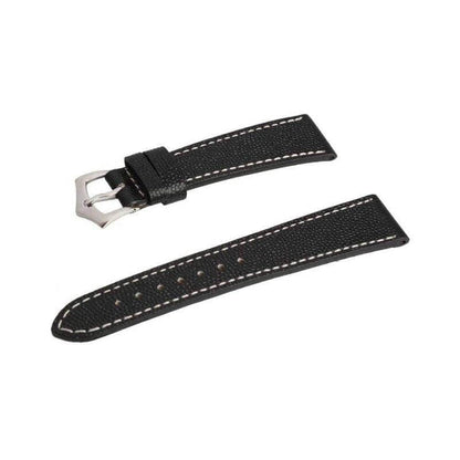 Black Hammered Calfskin Ecru Stitches Watch strap