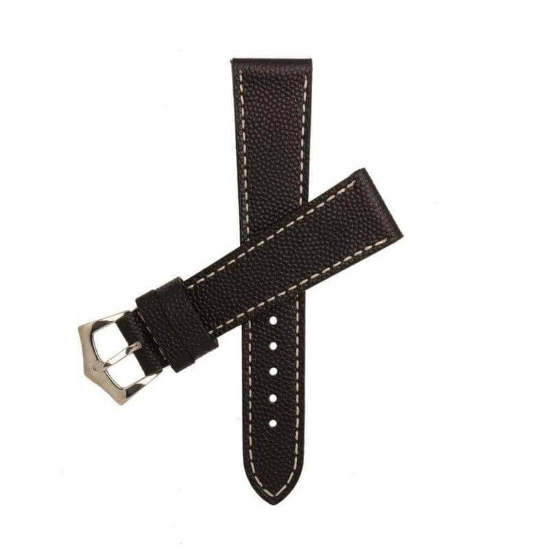 Black Hammered Calfskin Ecru Stitches Watch strap