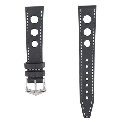 Black "Rally" Leather Watch Strap