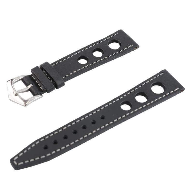 Black "Rally" Leather Watch Strap