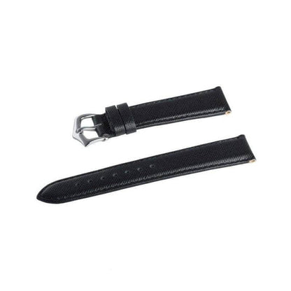 Black Saffiano Folded Edge Black Stitches Watch Strap