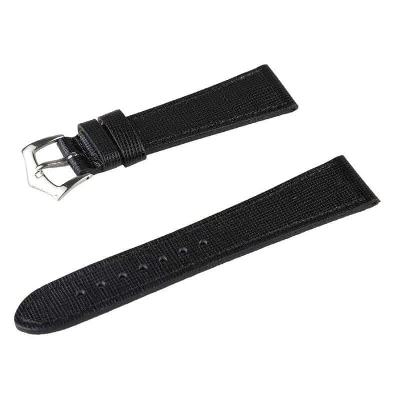 Black Saffiano  Leather Watch Strap Tone Stitches