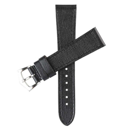 Black Saffiano  Leather Watch Strap Tone Stitches