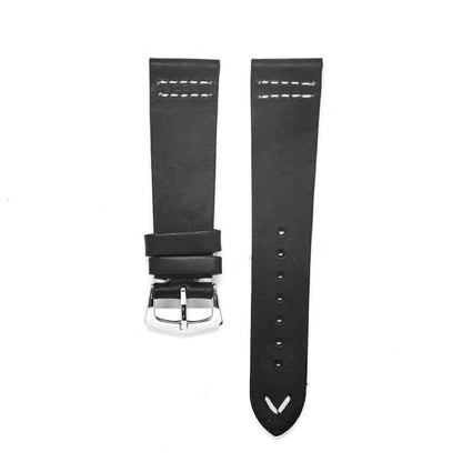 Black Vintage Leather Watch Strap -Black