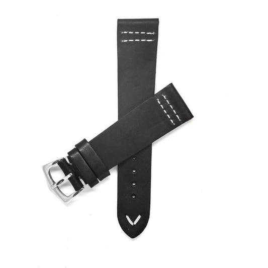 Black Vintage Leather Watch Strap -Black