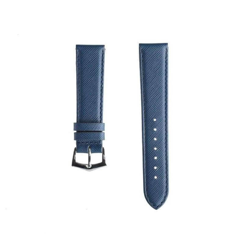 Blue Saffiano Folded Edge Blue Stitches Watch Strap