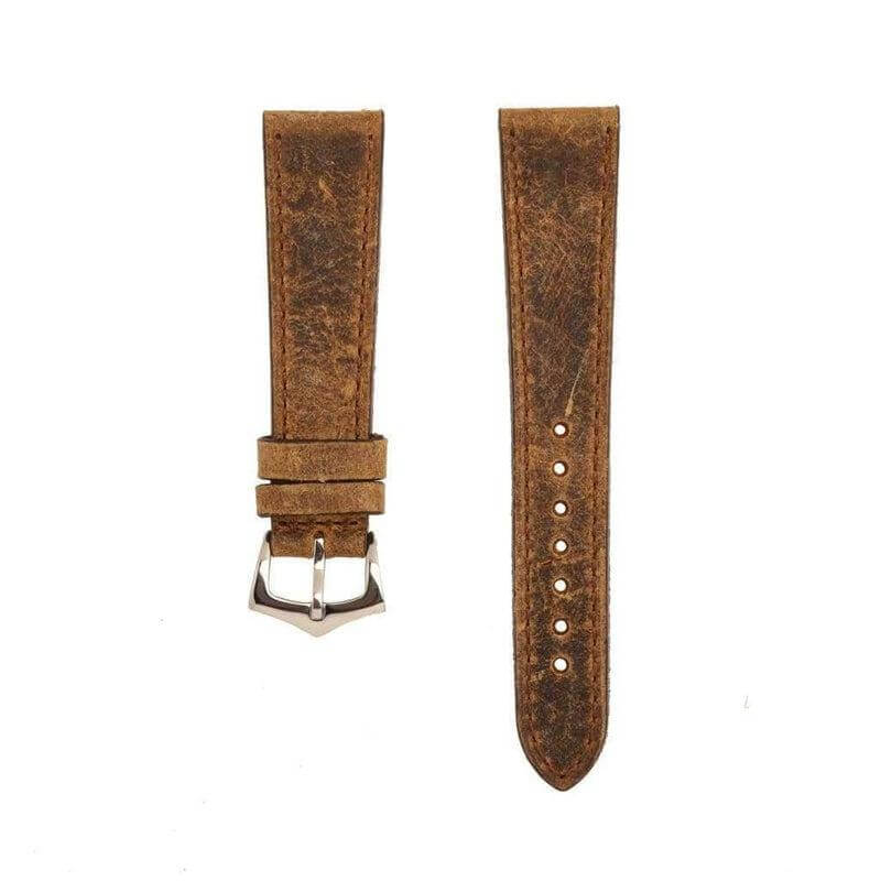 Brown Leather Vintage Brown Stitches Watch Strap