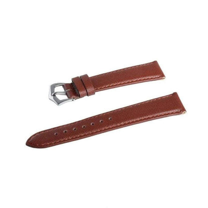 Brown Saffiano Folded Edge Brown Stitches Watch Strap