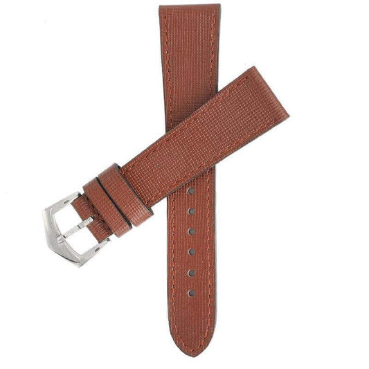 Brown Saffiano  Leather Tone Stitching  Watch Strap