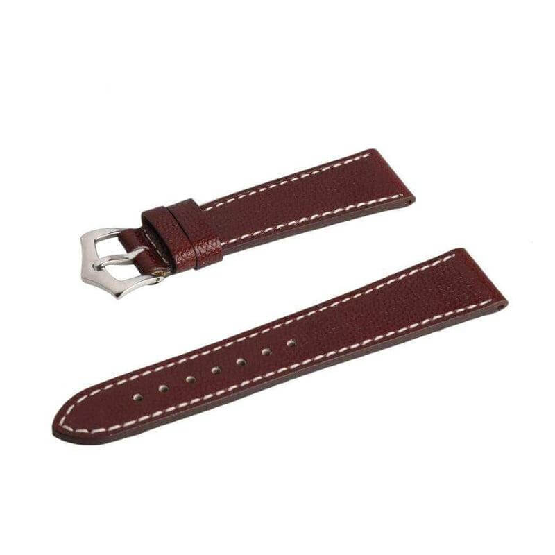 Burgundy Hammered Calfskin Ecru Stitches Watch strap