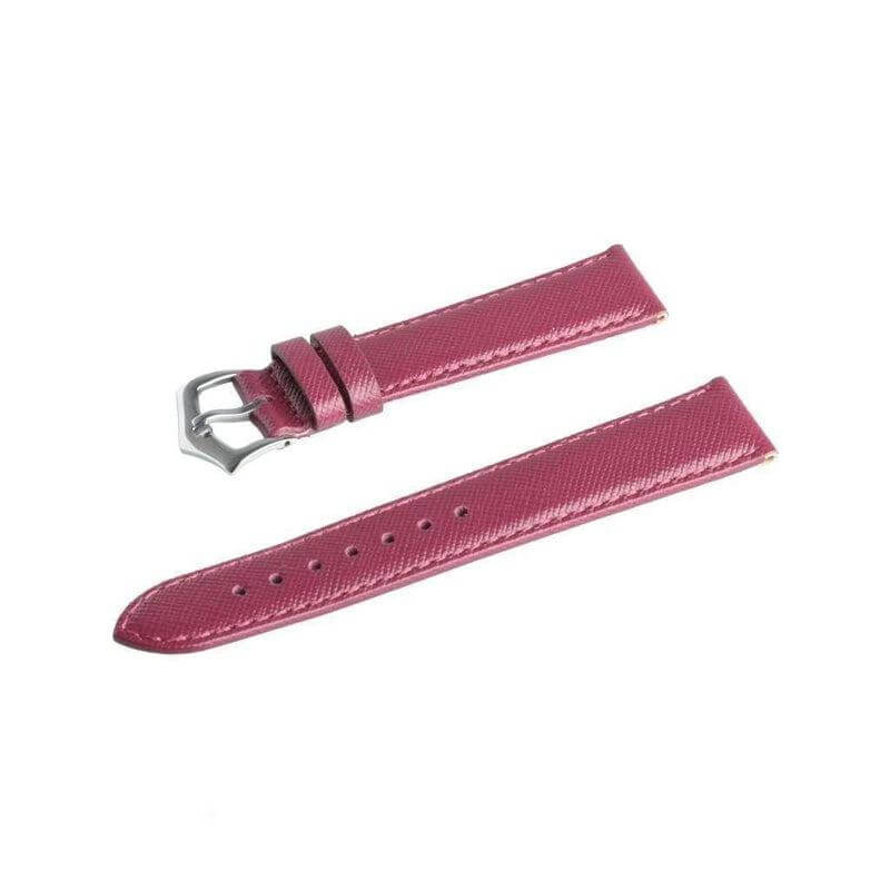 Burgundy Saffiano Folded Edge Burgundy Stitches Watch Strap