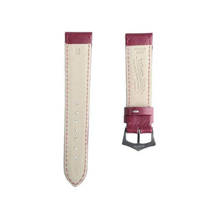 Burgundy Saffiano Folded Edge Burgundy Stitches Watch Strap