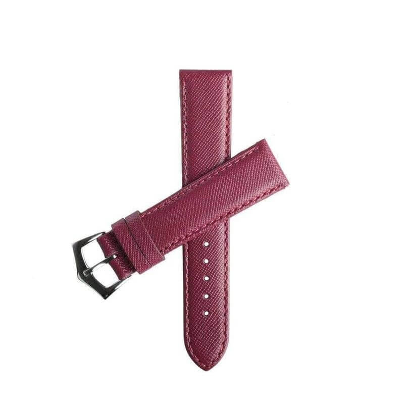 Burgundy Saffiano Folded Edge Burgundy Stitches Watch Strap