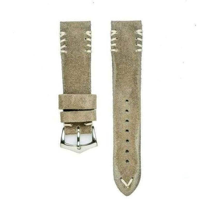 Camel Suede Watch Strap Tribal White stitches