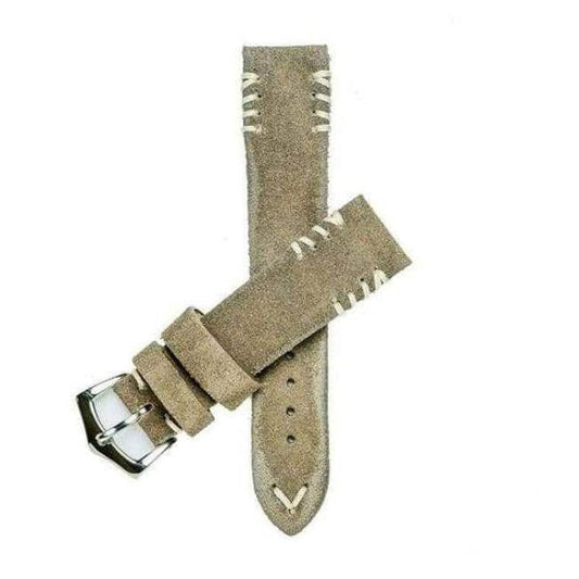 Camel Suede Watch Strap Tribal White stitches