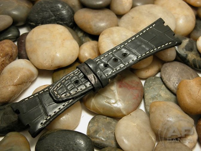 Capolavoro Black Alligator Leather Strap For Audemars Piguet Royal Oak