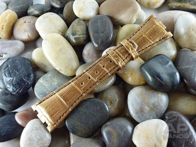 Capolavoro Brushed Gold Alligator Leather Strap For Audemars Piguet Royal Oak Offshore