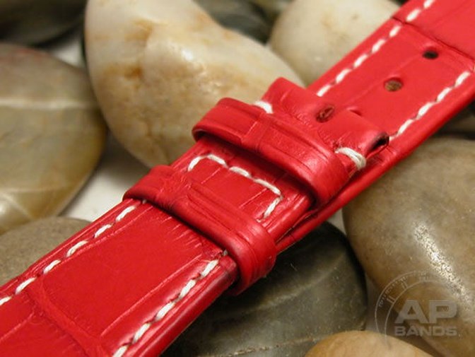 Capolavoro Fire Engine Red Alligator Leather Strap For Audemars Piguet Royal Oak