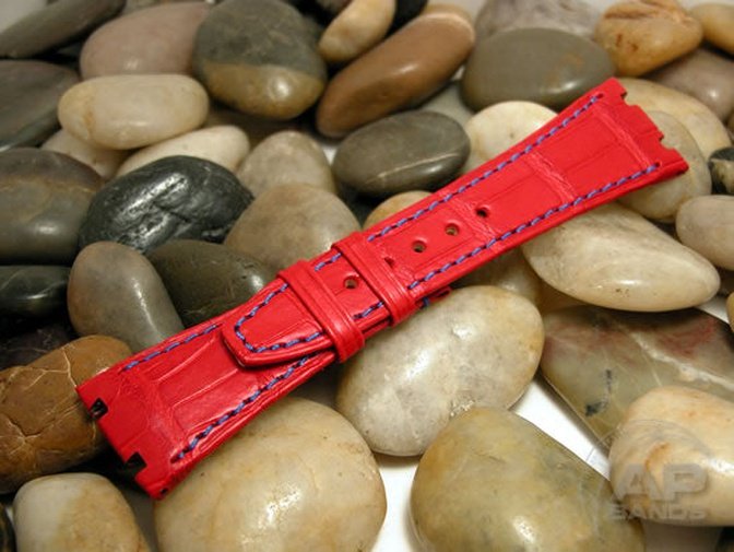 Capolavoro Fire Engine Red Alligator Leather Strap For Audemars Piguet Royal Oak