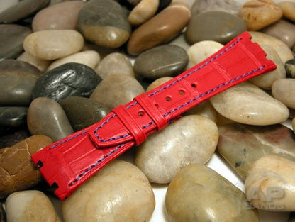 Capolavoro Fire Engine Red Alligator Leather Strap For Audemars Piguet Royal Oak