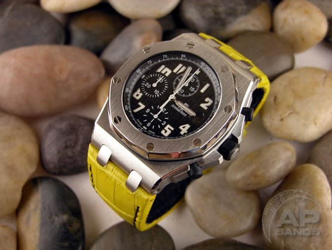 Capolavoro Bumblebee Yellow Alligator Leather Strap For Audemars Piguet Royal Oak Offshore