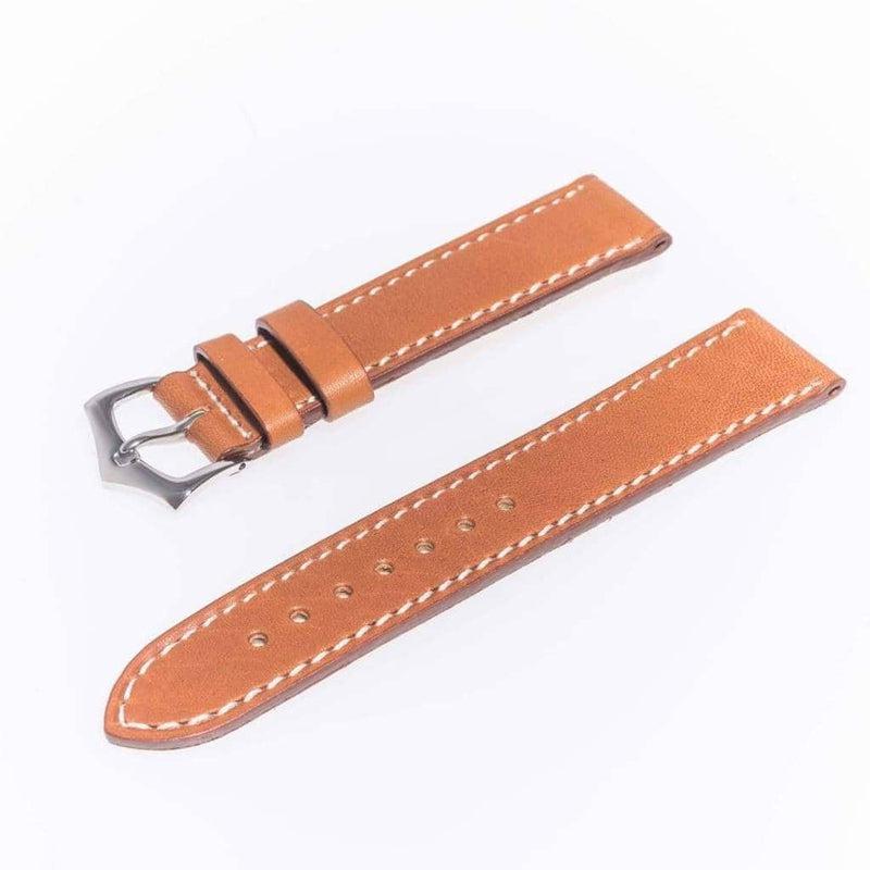 Cognac Barenia Leather Flat Watch Strap