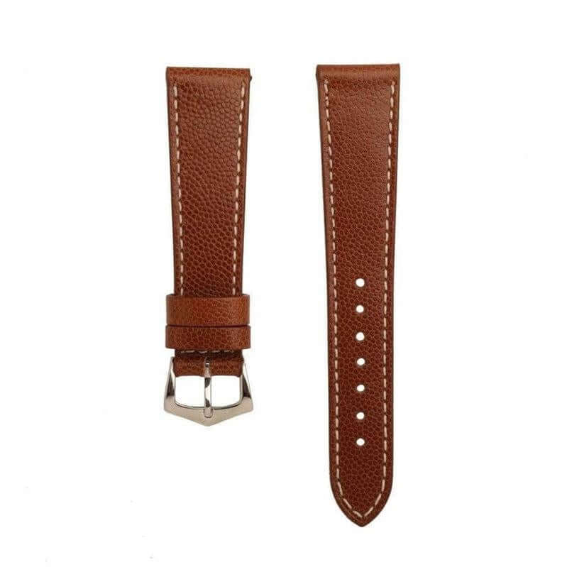 Cognac Hammered Calfskin Ecru Stitches Watch strap