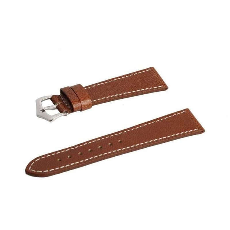 Cognac Hammered Calfskin Ecru Stitches Watch strap