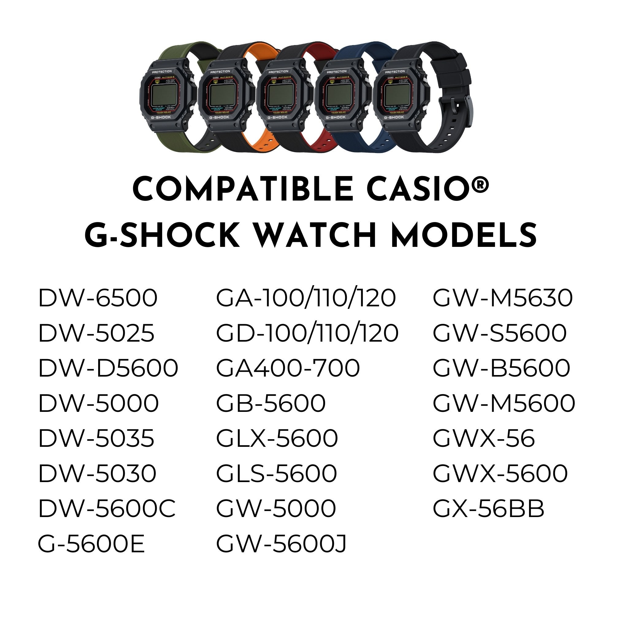 G shock band size hot sale