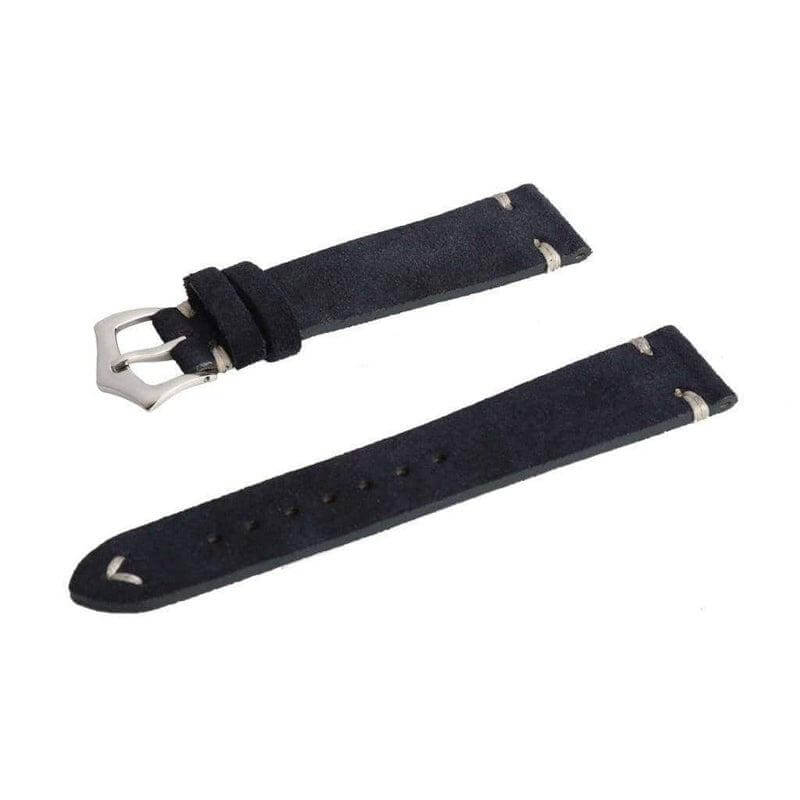 Dark Blue Suede Vintage Leather Watch Strap