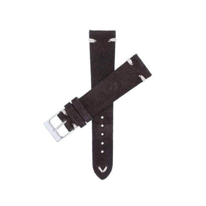 Dark Brown Suede Vintage Leather Watch Strap