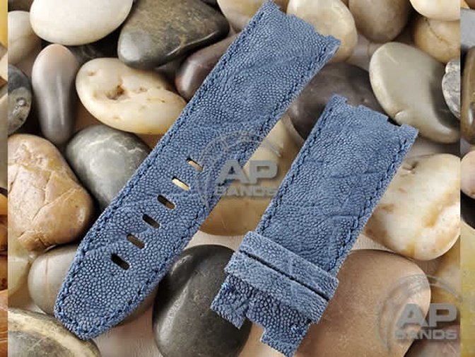 Wider 24mm Taper Blue Elephant Leather Strap For Audemars Piguet Diver OEM Buckle