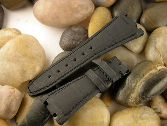 Finitura Opaca Black Alligator Leather Strap For Audemars Piguet Royal Oak 15300 15400