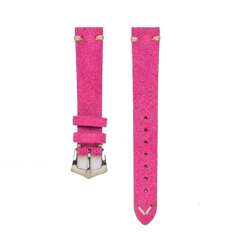 Fuchsia Suede Vintage Leather Watch Strap