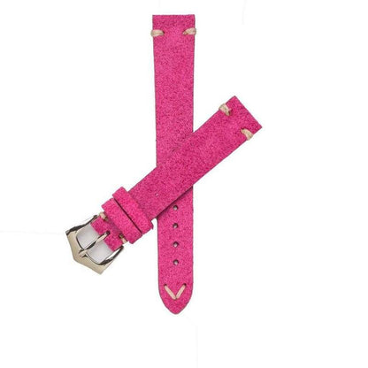 Fuchsia Suede Vintage Leather Watch Strap