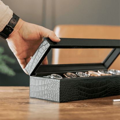 Faux Crocodile Watch Box - 6 Slot