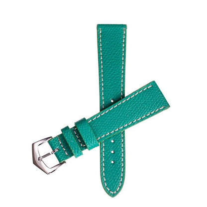 Green Hammered Calfskin Ecru Stitches Watch strap