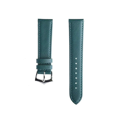 Green Saffiano Folded Edge Green Stitches Watch Strap