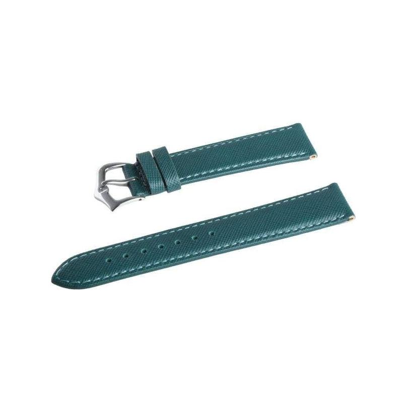 Green Saffiano Folded Edge Green Stitches Watch Strap