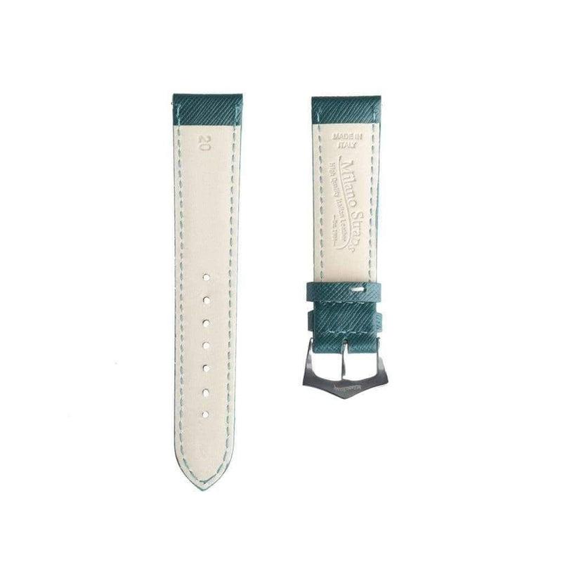 Green Saffiano Folded Edge Green Stitches Watch Strap