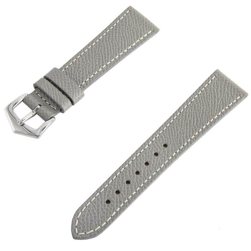 Grey Hammered Calfskin Ecru Stitches Watch strap